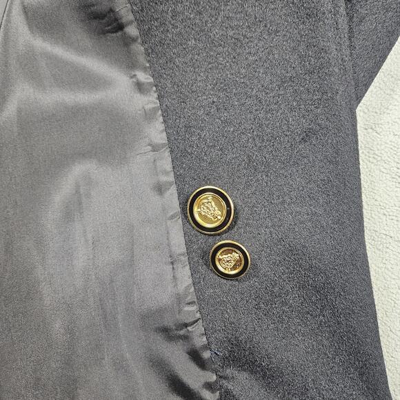 Worthington Overcoat Womens 12 Petite Wool Blend Black Double Breasted Trench - Picture 7 of 16